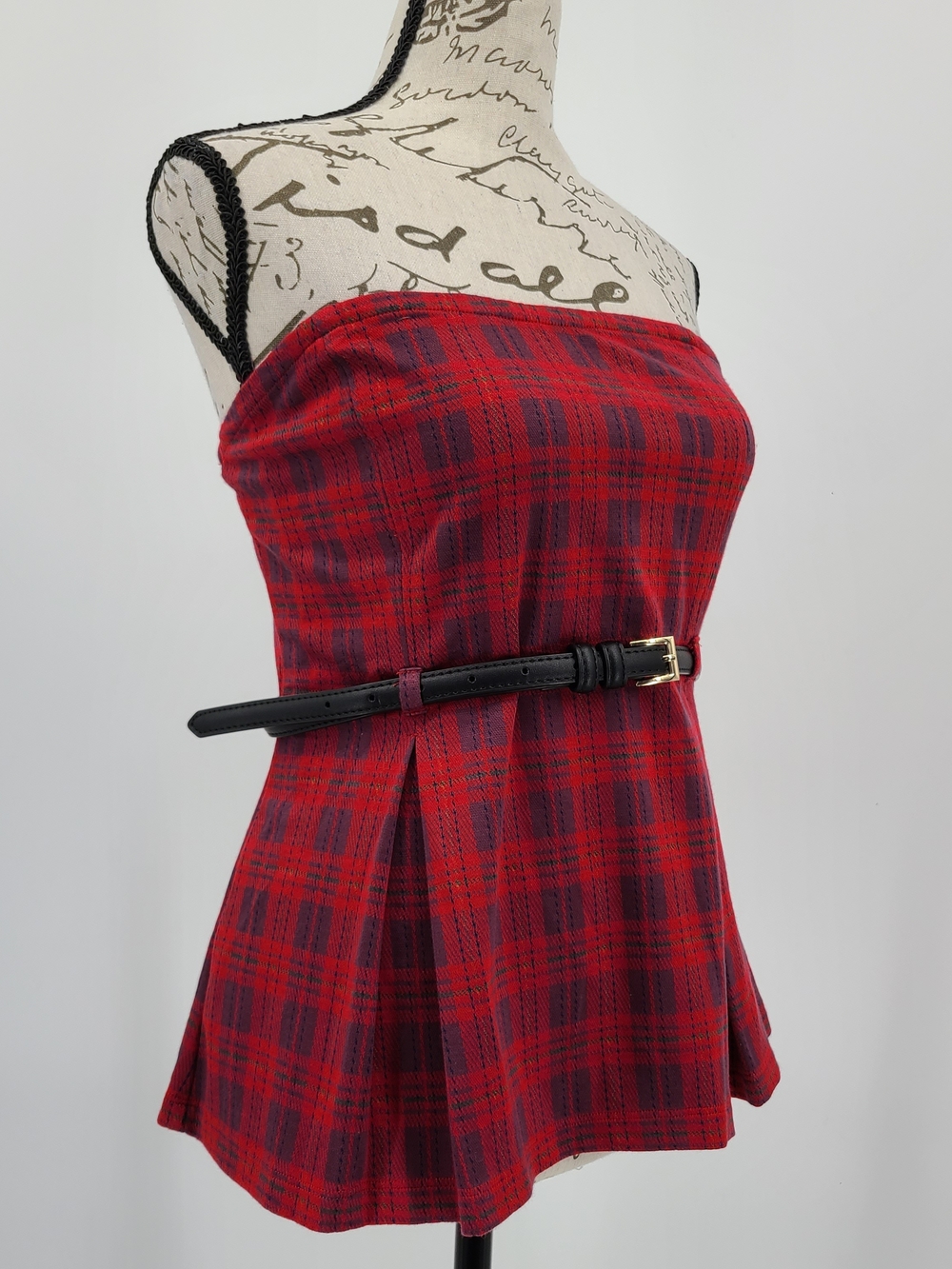 Anthropologie's Maeve Plaid Belted Sleeveless Top Size Large